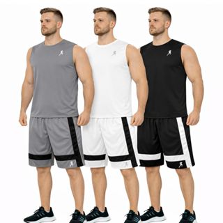 Kit  3 ou 2 Bermudas Shorts Dry Fit dupla + 3 ou 2 Regatas masculinas Academia - Conjunto em Oferta na Shopee