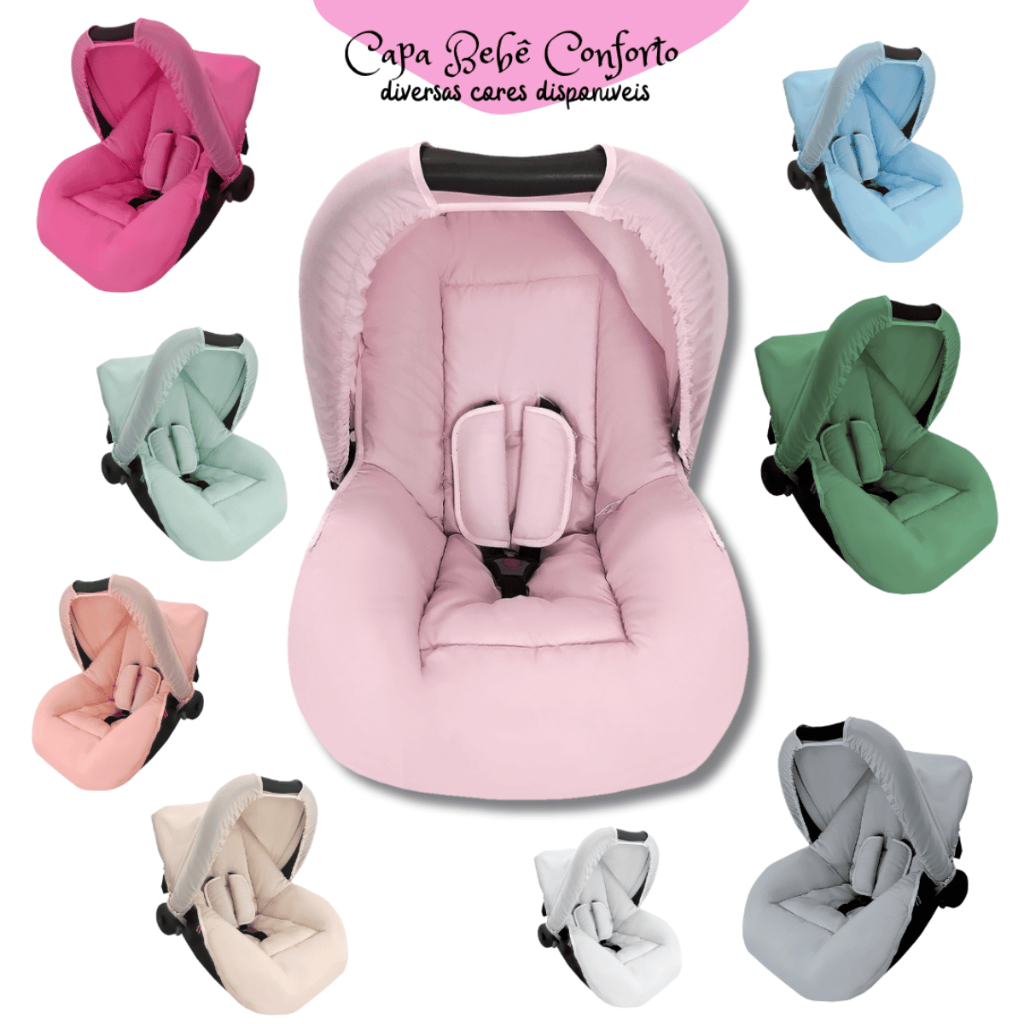 Kit Capa para Bebê Conforto Com Capota Protetora e Protetores de Cinto  Varias Cores Menino Menina