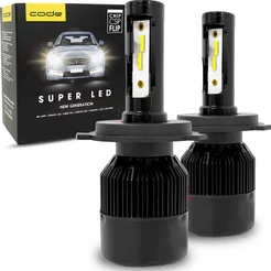 Lampada Super Led H4 4300K 6400 Lumens Code New Generation 24W Corte Preciso Maior Alcance com chip