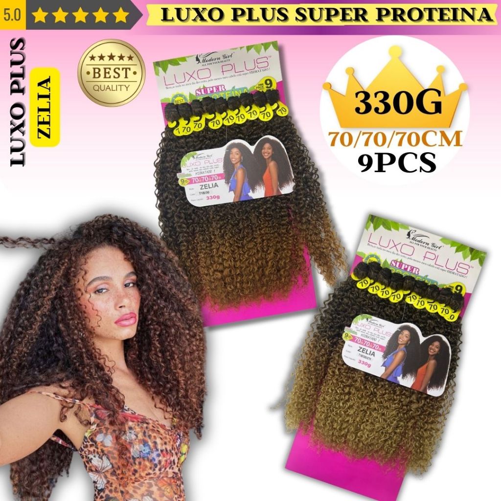 Fibra Super Proteina Cabelo Cacheado ZELIA  Luxo Plus Modern Girl 330g 70CM