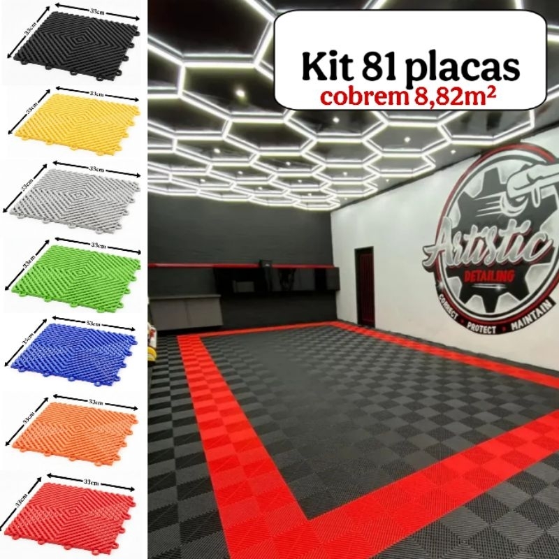 kit 81 piso modular automotivo 33x33cm
