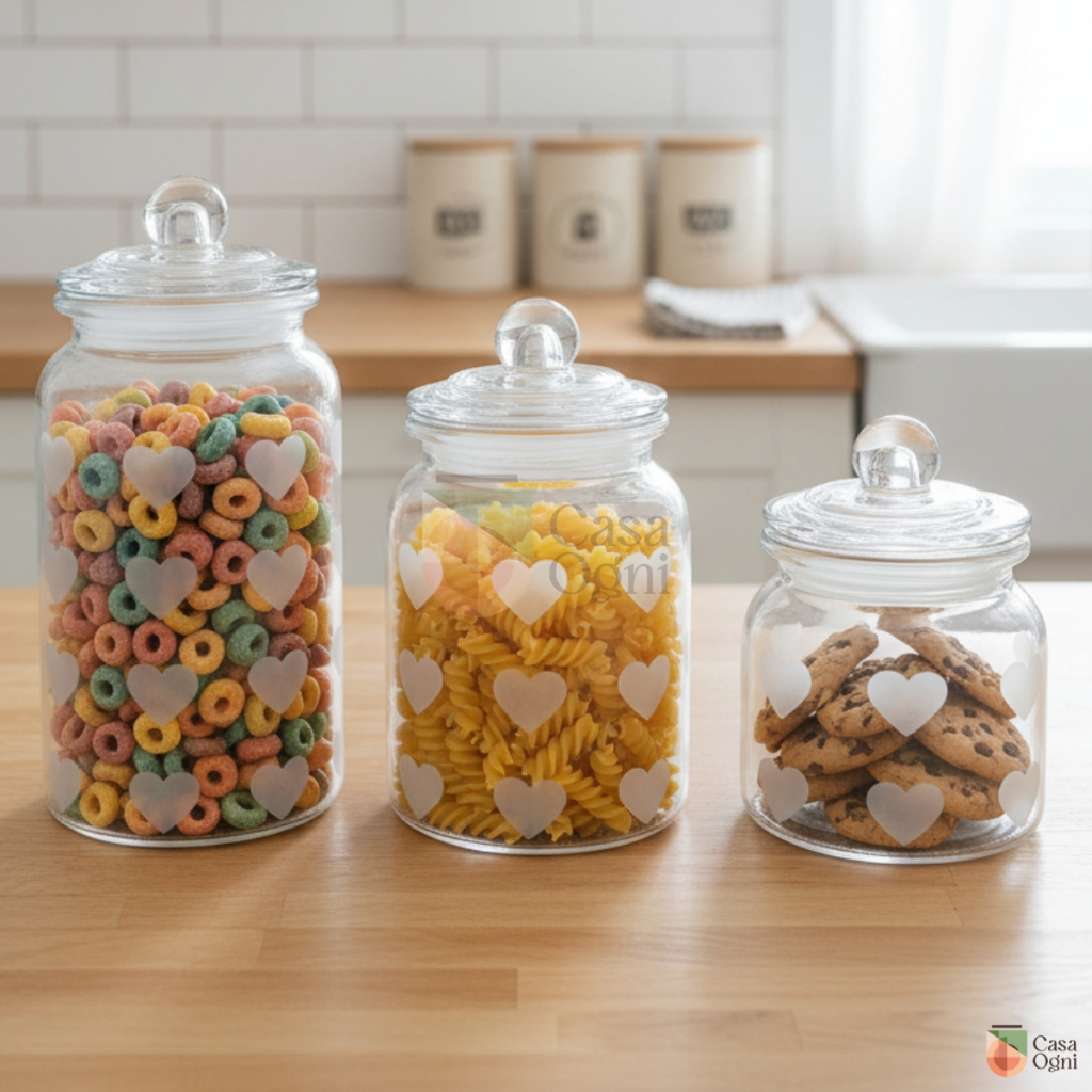 Pote de Vidro Hermético Transparente Corações Afeto Porta Mantimentos Alimentos Organizador Cozinha