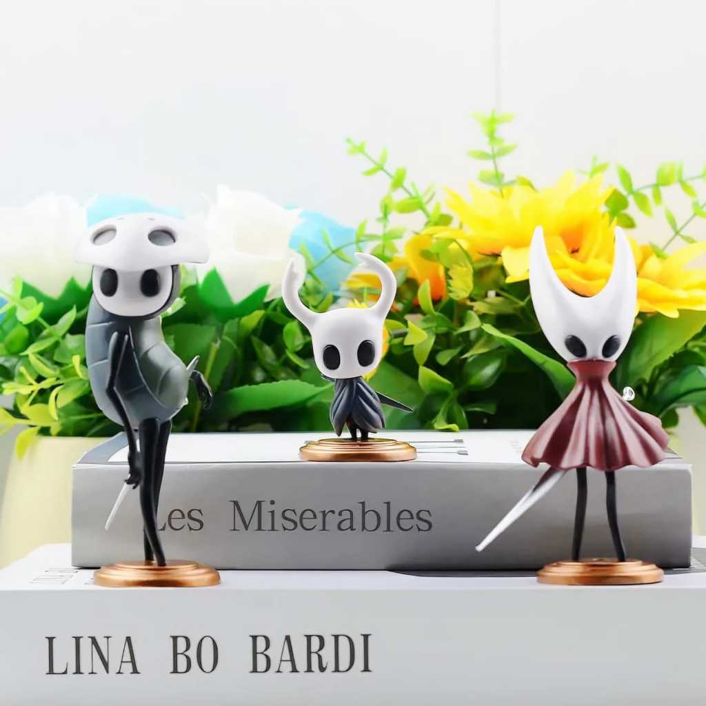 Kit 3pcs Hollow Knight Hornet Quirrel Knight Boneco Action Figure PVC Colecionável Gamer Anime