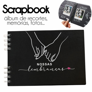 Álbum de Fotos Scrapbook A5 Folhas Pretas 180g Memórias, Viagens, Namorados Capa Dura em Oferta na Shopee