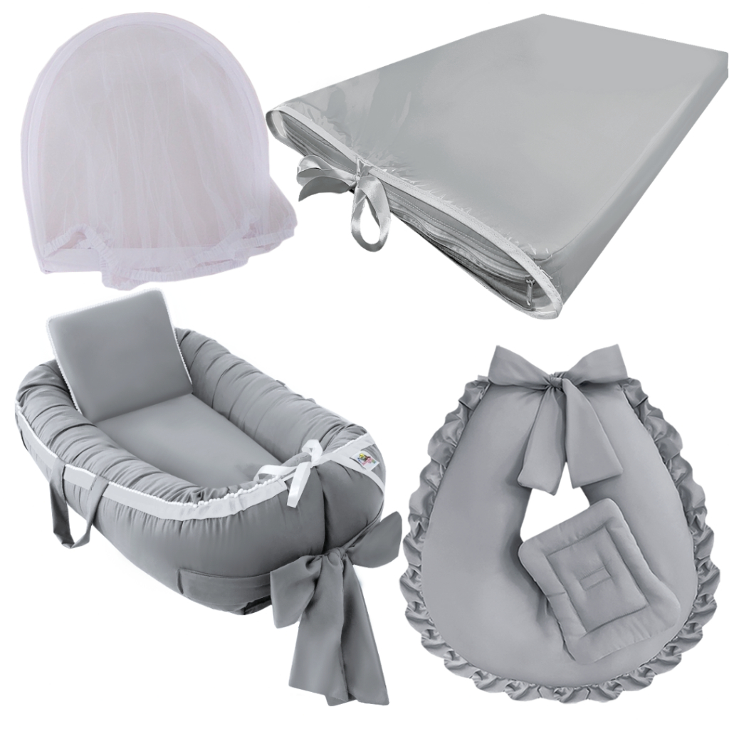 Kit Ninho Redutor Com Almofada Amamentação E Trocador de Cômoda Com Capa Impermeável + Mosquiteiro