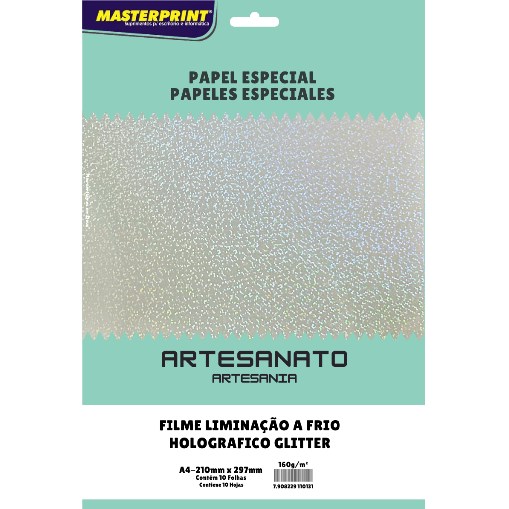 Vinil Laminação A Frio Holográfico Glitter Masterprint A4 160g - 10 Folhas em Oferta na Shopee