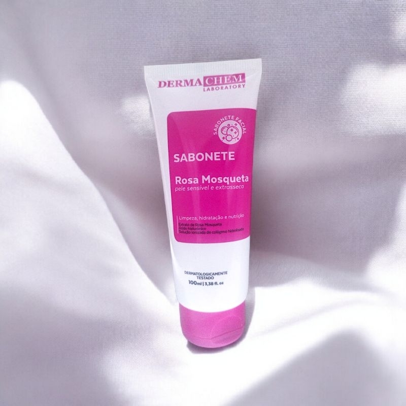 Sabonete Facial Dermachem Rosa Mosqueta 100ml – Pele Sensível e Extrasseca | Limpeza Hidratante e Nutritiva