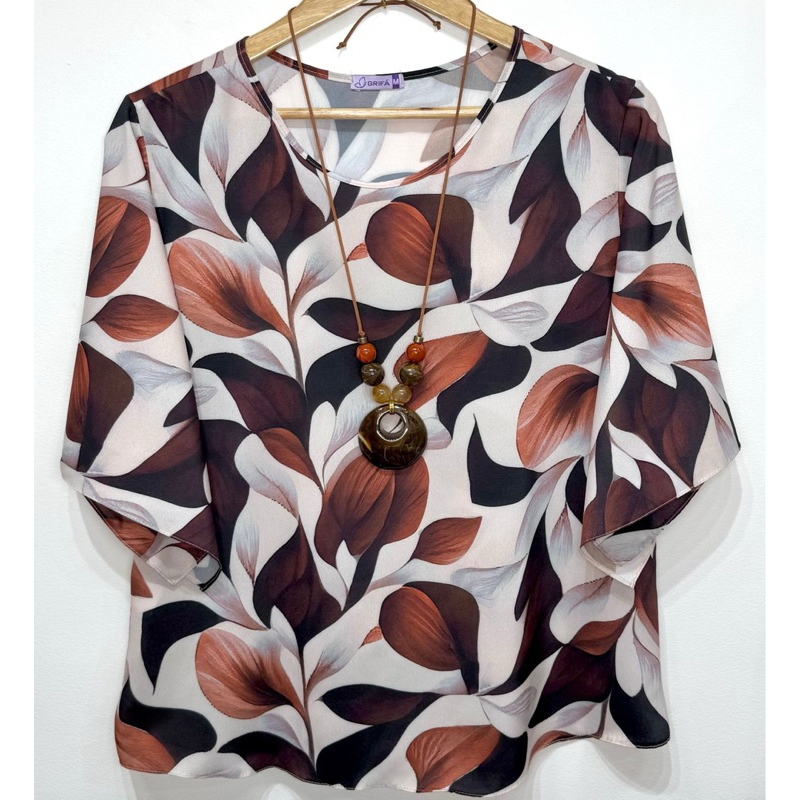 Blusa Feminina Manga Morcego (1) Estampada Soltinha Tecido Leve Moda Verão Confortável