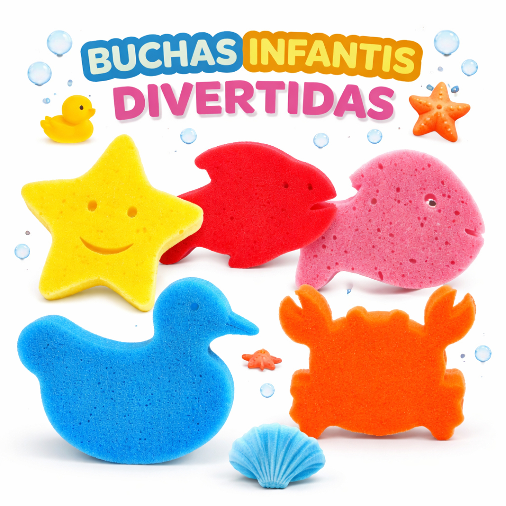 Bucha Para Banho Bebê Espuma Criança Infantil Esponja Divertida Kit Com 5 ou 10 Unidades Natusbaby