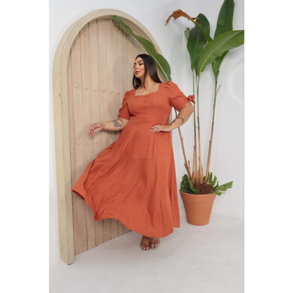 Envio Imediato - Vestido Longo Plus Size Modelo Luna - Moda Evangélica Casual Elegante – G1 G3 em Oferta na Shopee