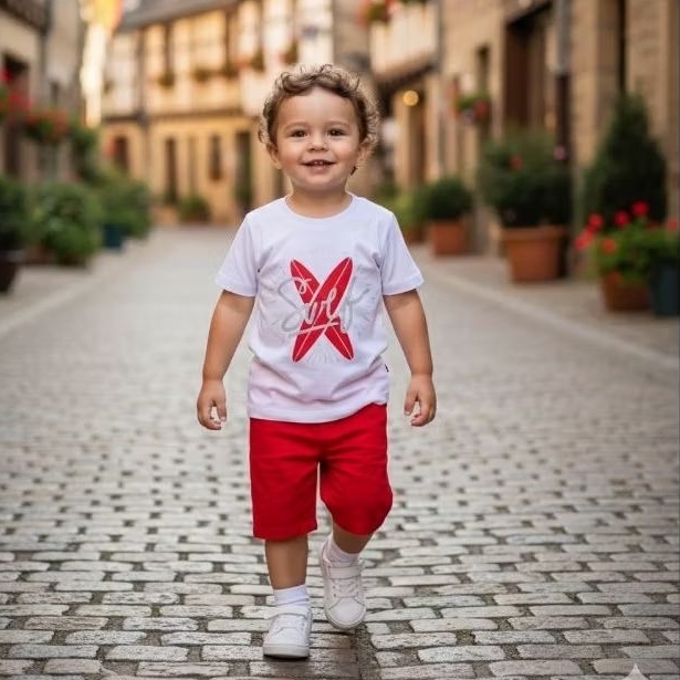 Conjunto Infantil Menino Verão Masculino Blusa + Short Conjunto Natalino Festa Réveillon