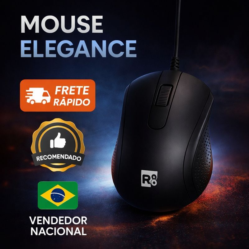 Mouse Ergonômico com Fio USB Alta Precisão Confortável Ideal para Trabalho e Jogos