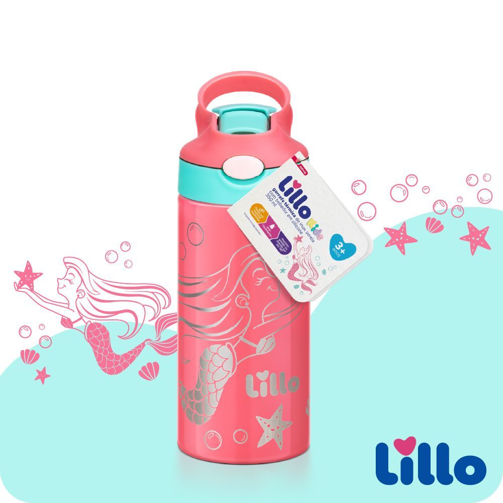 Copo Garrafa Térmica Inox Parede Dupla c/Canudo 350ml Lillo · foto 2