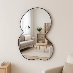 Espelho Orgânico de Parede Grande 60x80cm Para Sala Quarto Banheiro Moldura Caramelo