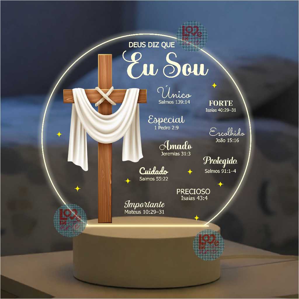 Luminária Uv Colorido Jesus, Cruz, Presente Decoração Quarto Abajur, Religioso, Deus, Versículos, Bíblia em Oferta na Shopee