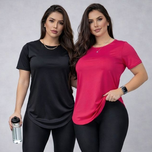 Kit 2 Camisas Femininas Esportivas Leve e Confortavel DRY Fit em Oferta na Shopee