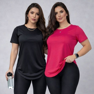Kit 2 Camisas Femininas Esportivas Leve e Confortavel DRY Fit em Oferta na Shopee