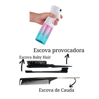 Borrifador Contínuo +Escova Provocadora + Baby Hair + Pente Calda Volume, Precisão e Acabamento Perfeito em Oferta na Shopee