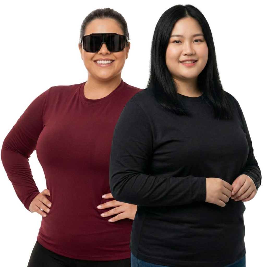 Combo 2 Camisas Blusas Feminina Plus Size Proteção UV Solar Segunda Pele Verão Casual