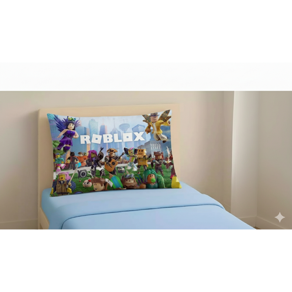 LENÇOL INFANTIL ROBLOX 2 PEÇAS MICROPERCAL (FRONHA COM ZIPER) em Oferta na Shopee