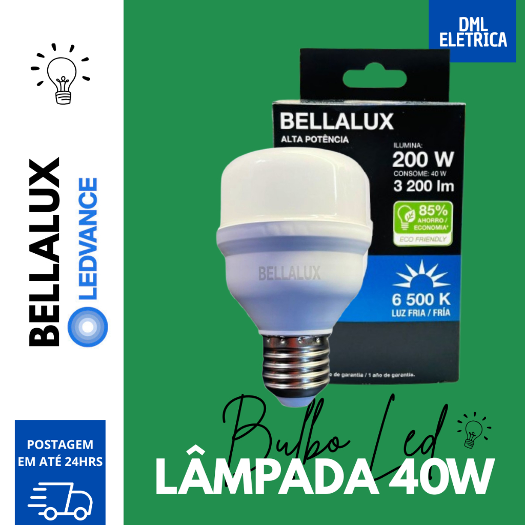 Lampada 40w Bulbo Led Luz Branca Fria 6500k Bivolt Bellalux Ledvance Alta Potencia Economica