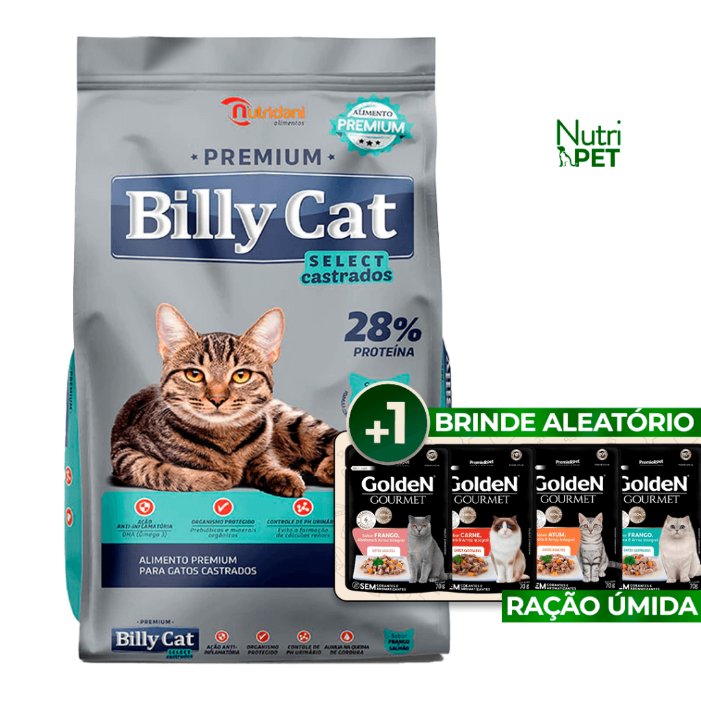 10kg NOVIDADE Billy Cat Castrados Frango e Salmão 10Kg
