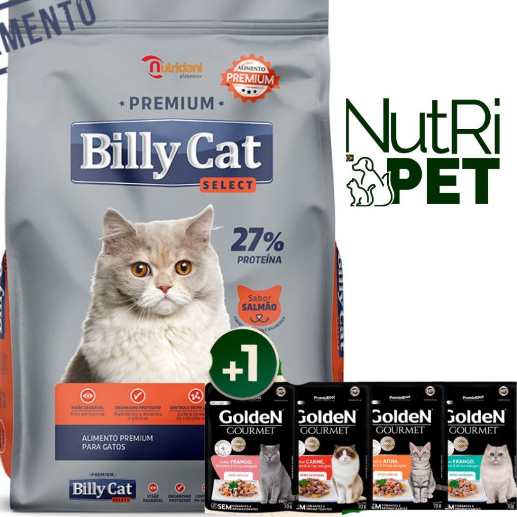10kg NOVIDADE Ração Billy Cat Salmão 10Kg