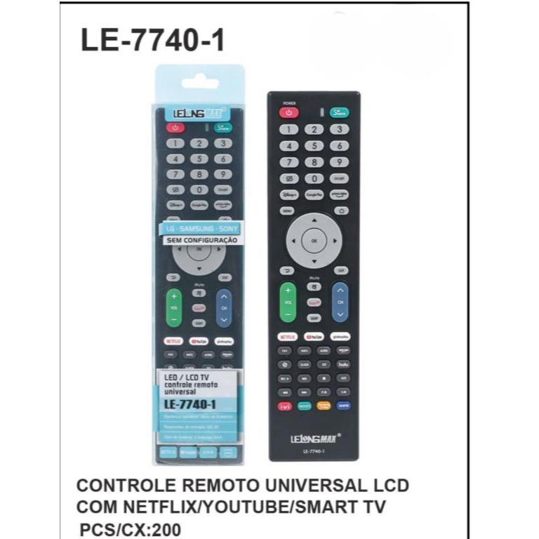 Controle Universal Para Tv Todas As Marcas Led Smart Lcd - SAMSUNG, LG, TCL, PHILIPS, SONY