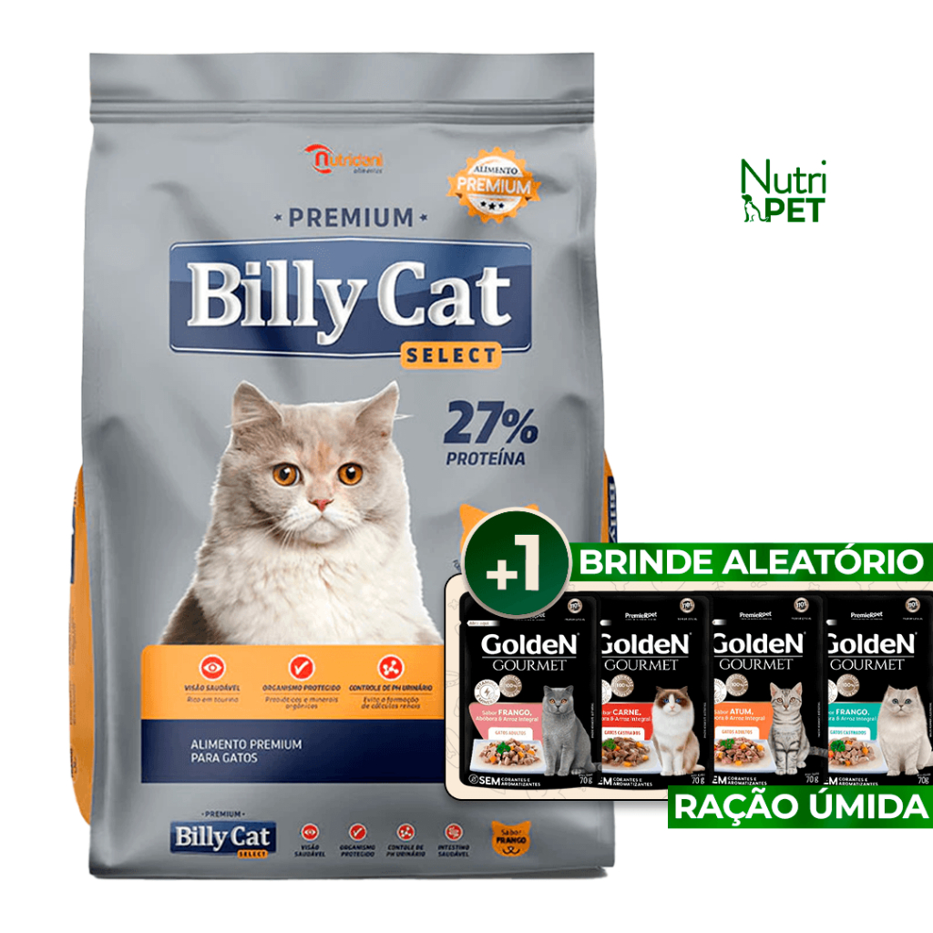 10kg NOVIDADE Ração Billy Cat Frango 10Kg