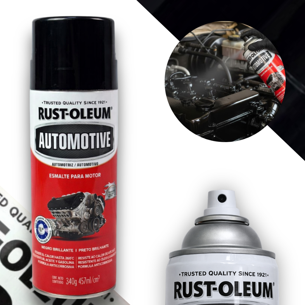 Tinta Spray Esmalte Preto Brilhante Motor 260ºC Rust Oleum