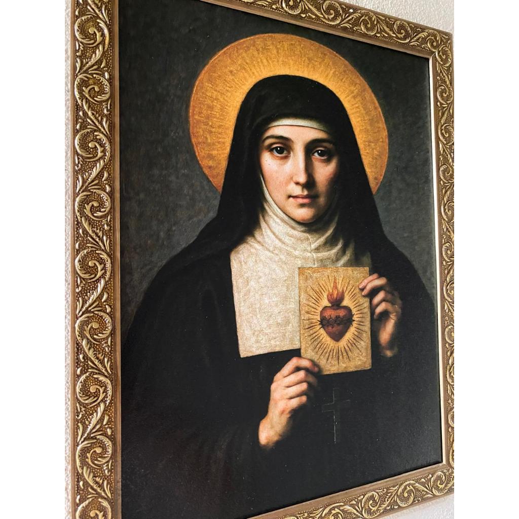 QUADRO SANTA MARGARIDA ALACOQUE 30X40 CM RESINADO MOLDURA COM DETALHES DOURADOS — imagem 2 de 2