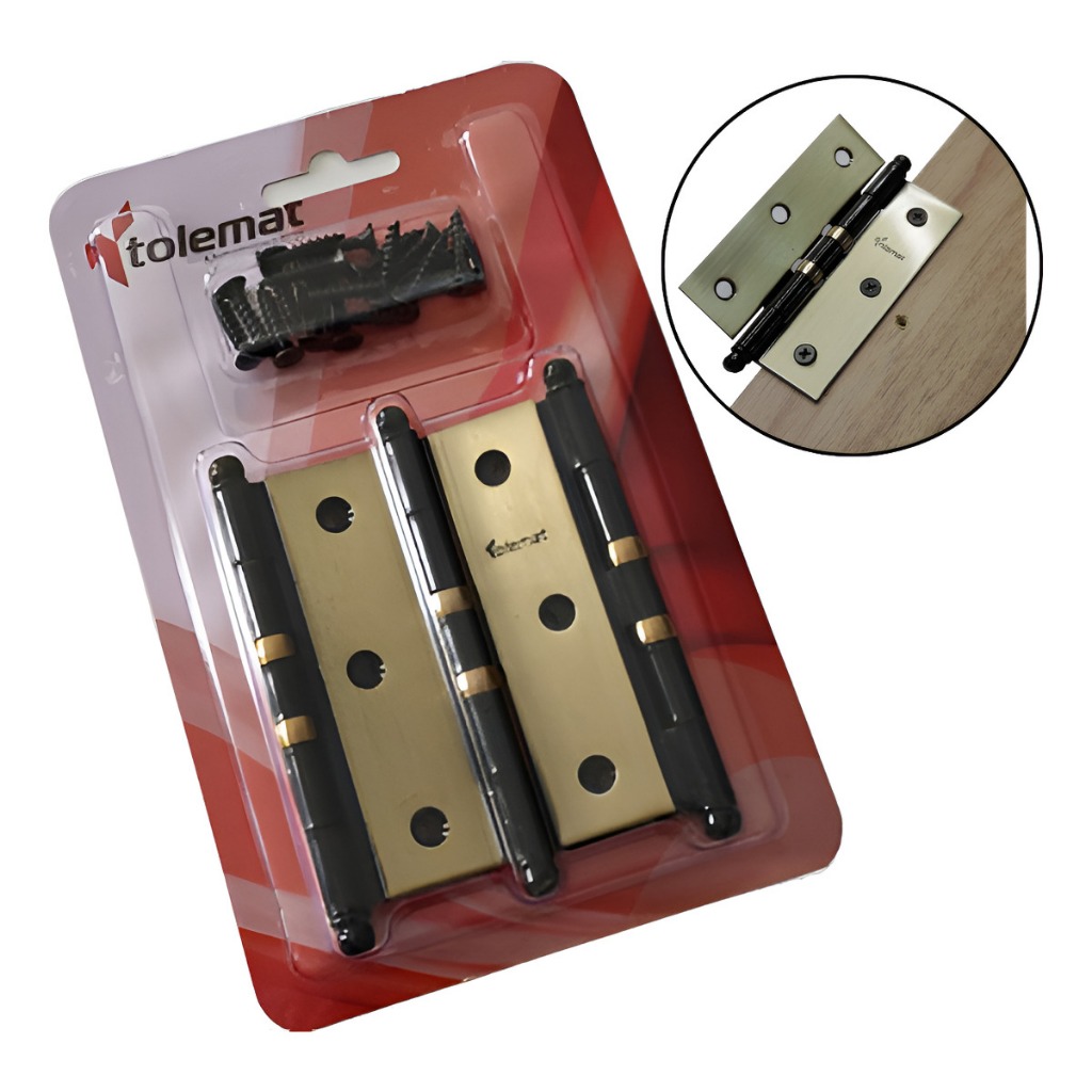 Kit 12 Peças Dobradiças De Porta Pino Bola Com Anel Ouro Velho Aço Tolemat em Oferta na Shopee