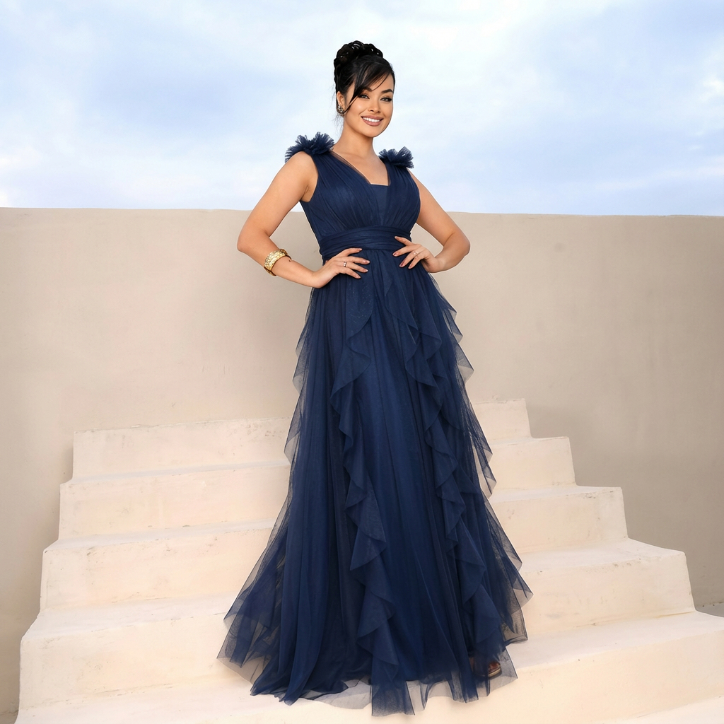 Vestido Longo de Festa Elegante em Tule modelo camadas  Madrinha, Casamento, Formatura, Várias Cores em Oferta na Shopee