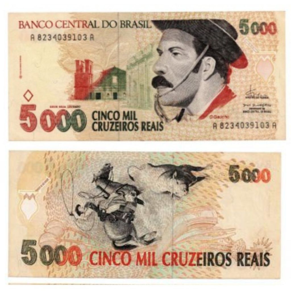 Cédula - Brasil -  5000 Mil Cruzeiros Reais  - . 1993 - Gaúcho