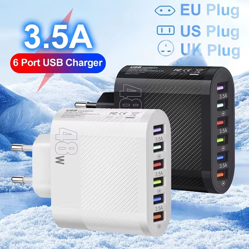 Dispositivo de carregamento portátil carregador de viagem 6 e 8 portas para aparelho celular