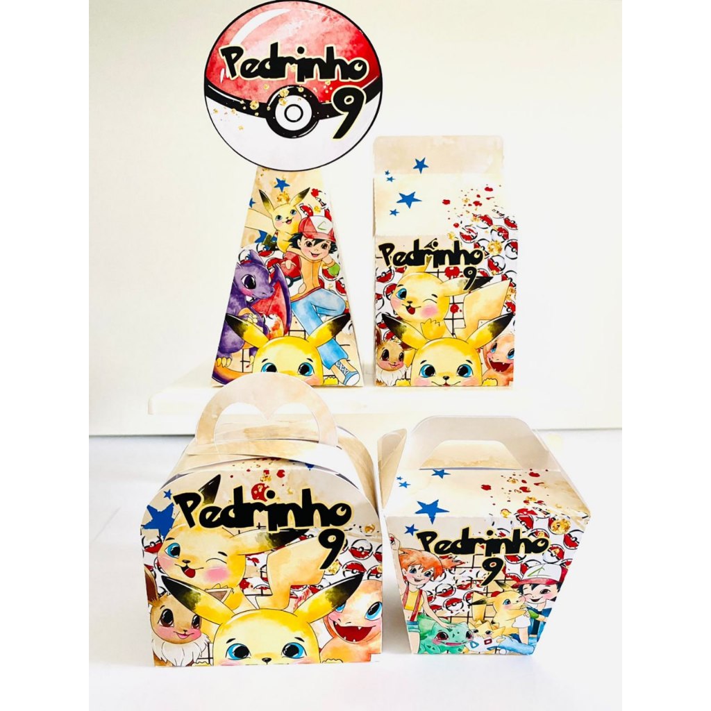 LEMBRANCINHA TEMA POKEMON(PEGUE E MONTE) FESTA POKÉMON/ LEMBRANÇA FESTA/ CAIXINHA PERSONALIZADA POKÉMON