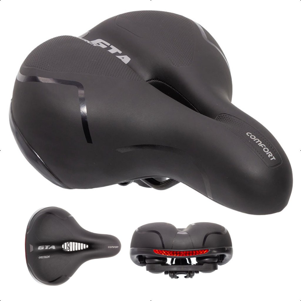 Selim Banco Bike Gta Confort Gel Tec Refletor Com Elastomero e Antiderrapante