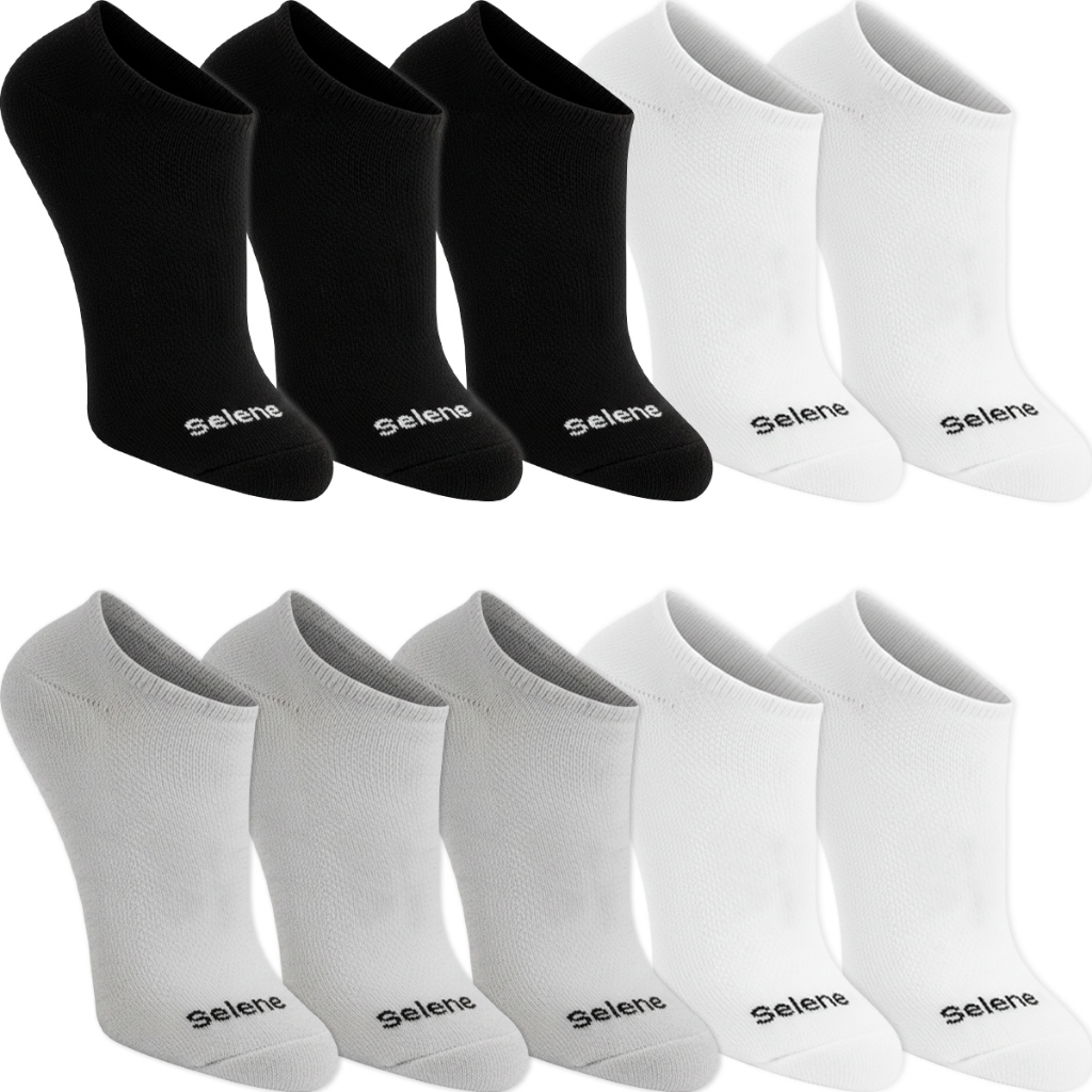 Kit 10 Pares Meias Selene Sapatilha Algodão Masculino Feminina Cano Curto Baixo Soquete Academia Original em Oferta na Shopee