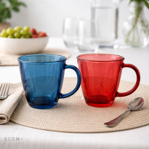 Jogo de Canecas Xícaras Grande Vidro Coloridas Café Chá 365ml em Oferta na Shopee