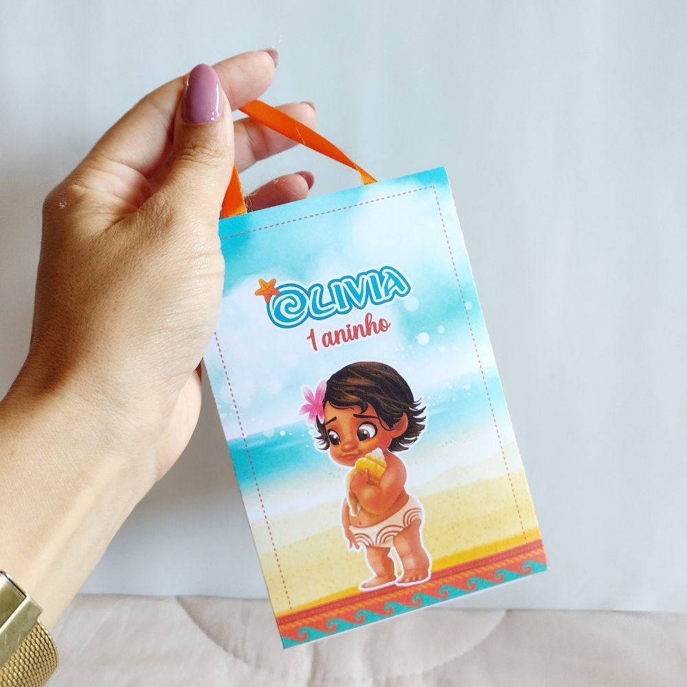 Sacolinha Personalizada Moana Baby para lembrancinha/Tamanho P/Lembrancinha Personalizada/Aniversário Infantil Moana