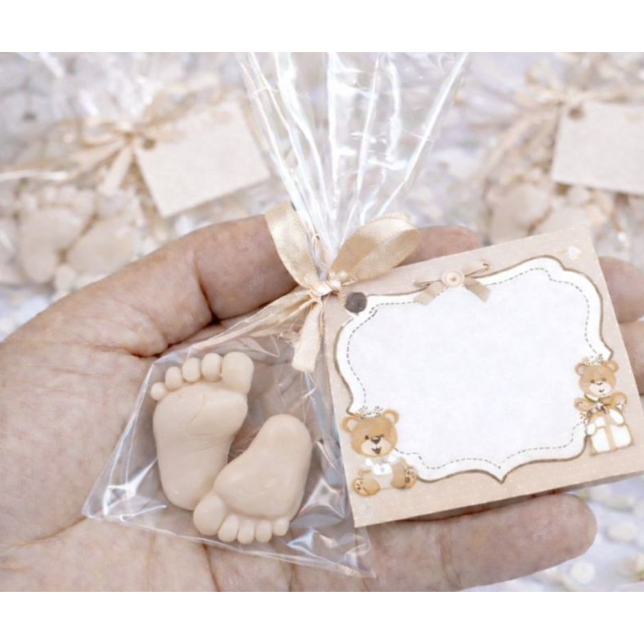 120 Sabonetes Perfumados com Mini Pezinhos  Chá de Fralda - Ursinho Príncipe 60 pares