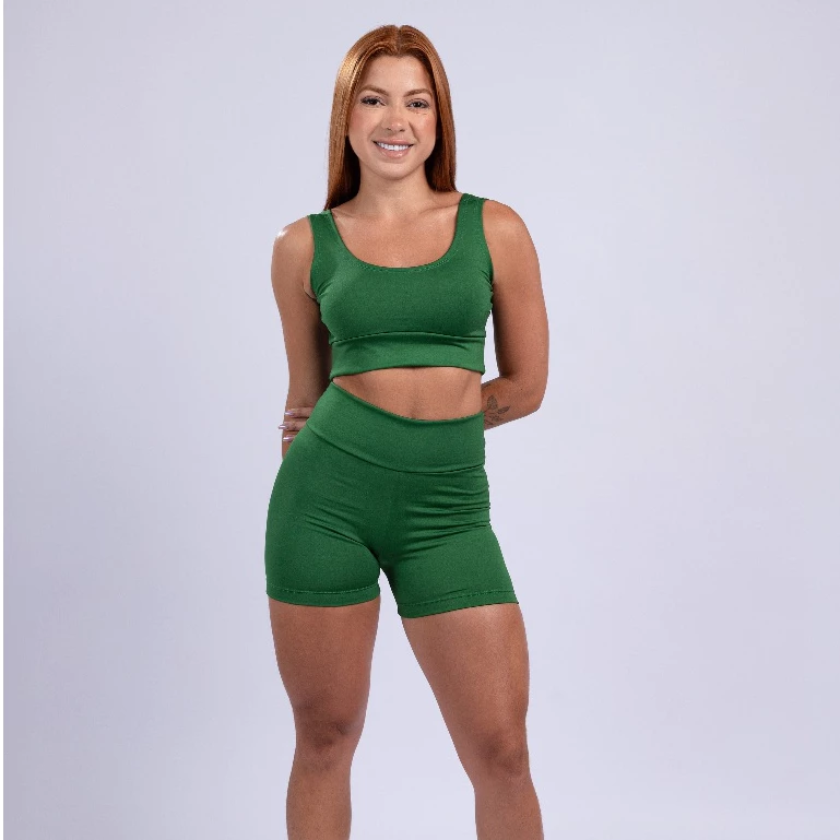 Conjuntinho Básico Top e Short Cintura Alta Fitness Academia Zero Transparencia Conforto e Segurança — imagem 1
