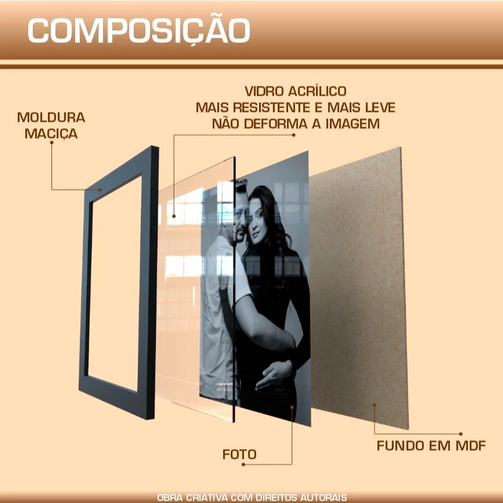 Porta Retrato 15x21 Madeira Carvalho Moldura 2cm Grossa Mesa