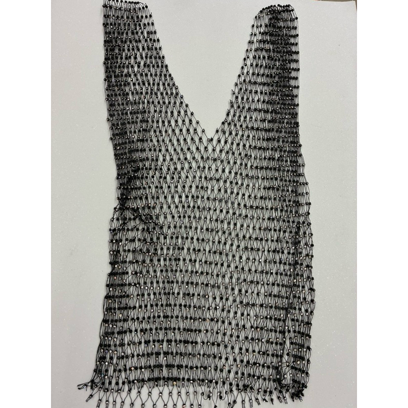 blusa  tela com stress pedraria cropped arrastão LL0346