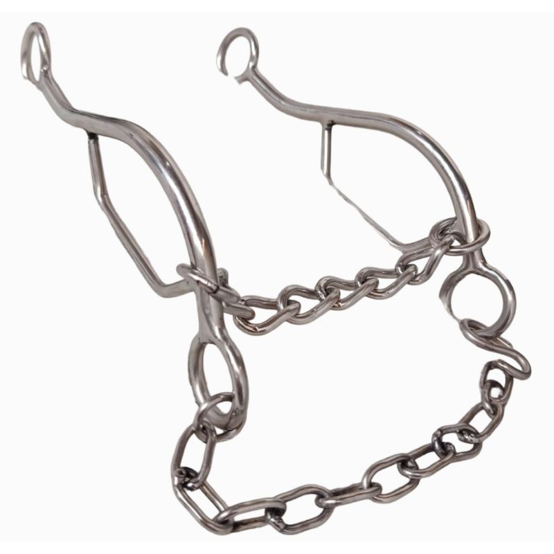 freio  inox bridao levantador com bocal de corrente e de bronze para cavalos