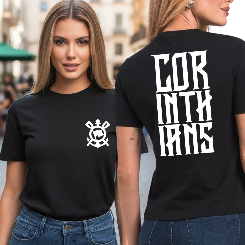 Camisa Camiseta T-Shirt Timão Esportiva Gaviões Time Unissex 100% Algodão Frente e Costas