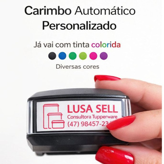 Carimbo Automatico Personalizado l TINTA COLORIDA l vermelho, azul, rosa, verde, violeta, dourado em Oferta na Shopee