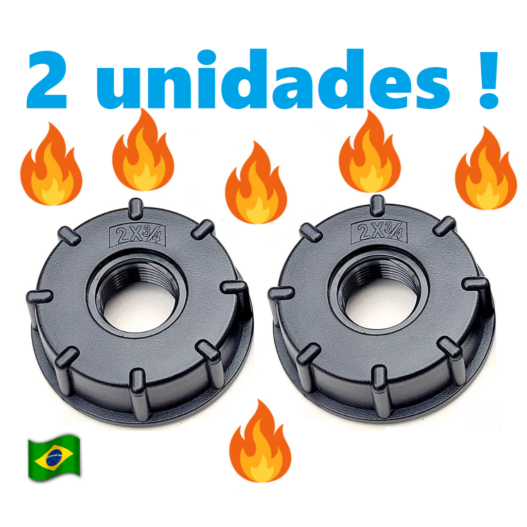 KIT 2 Conexão Redução Adaptador Container Ibc 1000 litros S60x6 3/4" Staramis