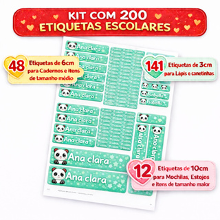 Kit 200 Etiquetas Escolares em Adesivo Vinil a prova D´água | Personalizamos com nome em Oferta na Shopee