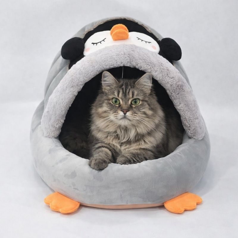 Caminha Pet Toca Pinguim Iglu Fofinha Luxo Com Pelúcia Cães e Gatos Original Ferpa Pets